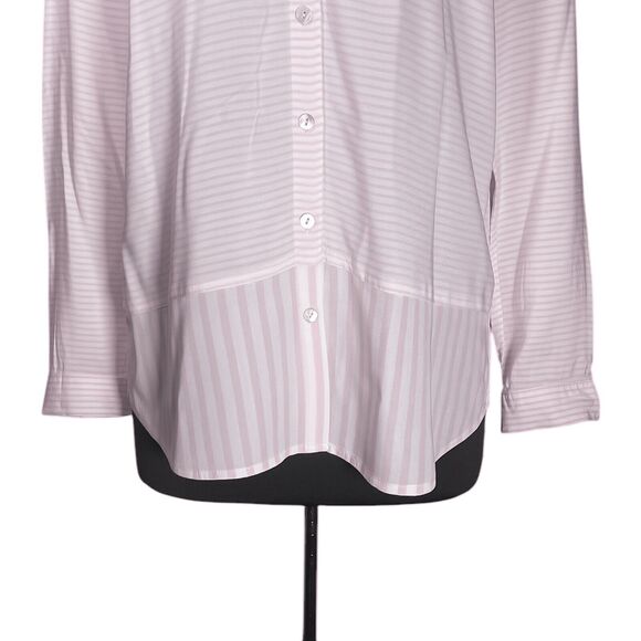J. Jill Women's Shirt Button Up Pink White Striped V-Neck Blouse Tunic Top Small - Picture 6 of 9